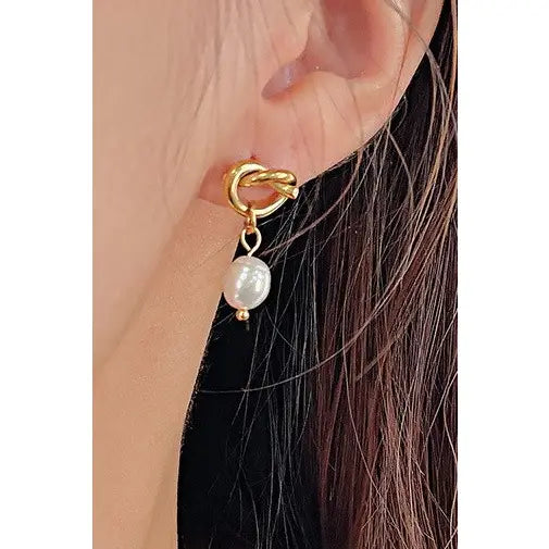 Knot & Pearl Earrings