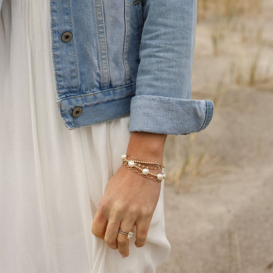 Addison Pearl Gold Beaded Bracelet