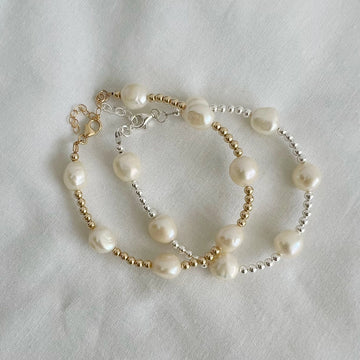 Addison Pearl Silver Beaded Bracelet