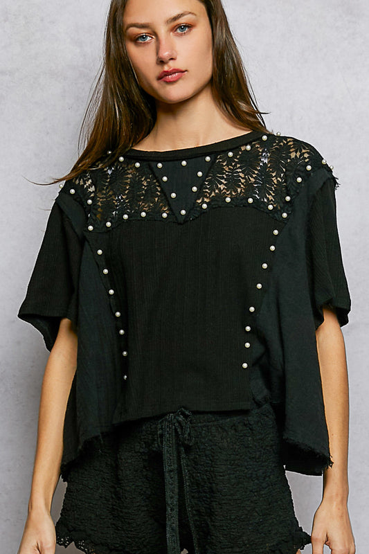 Black Pearl Lace Blouse