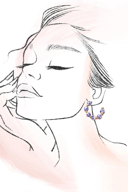 Blue Floral Hoops