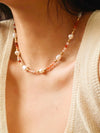 Bohemian Rose Pearl Beaded Necklace