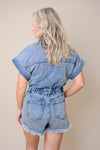 Lets Go Girls Denim Blue Jean Romper