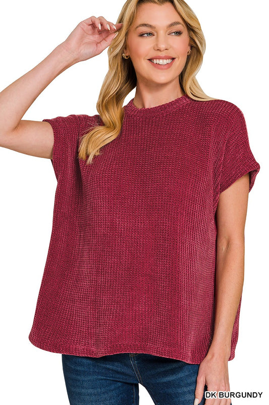 Burgundy Chenille Waffle Top