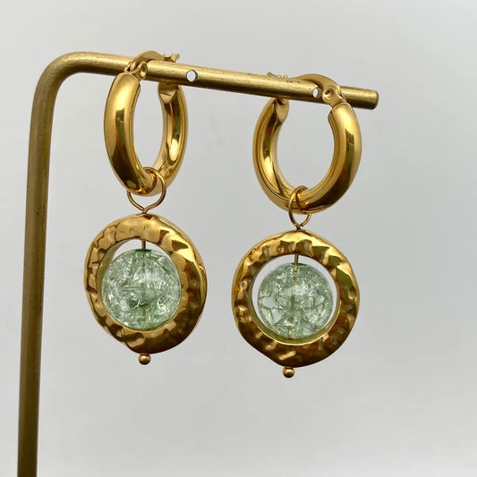 Glass Bead Huggie Hoops