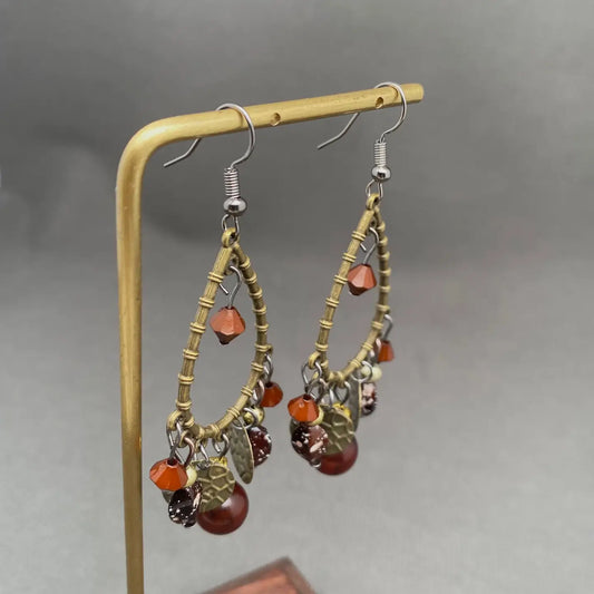 Boho Ember Glass Beaded Earrings