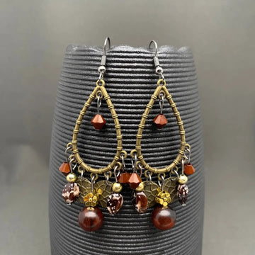 Boho Ember Glass Beaded Earrings
