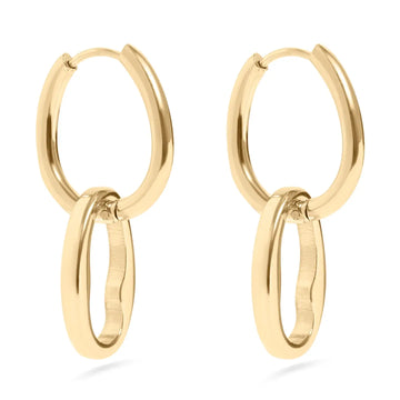 Gold Interlocked Oval Earrings