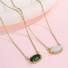 Emerald- Oval Charm Necklace