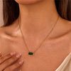 Emerald- Oval Charm Necklace