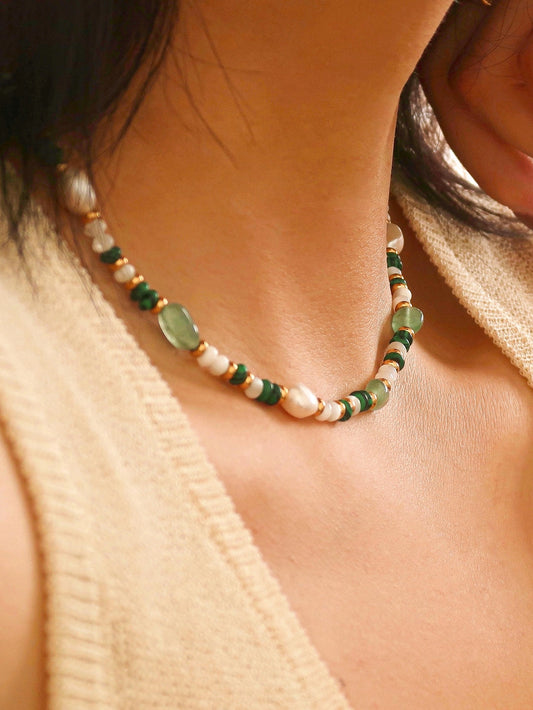 Bohemian Rose Pearl Beaded Necklace