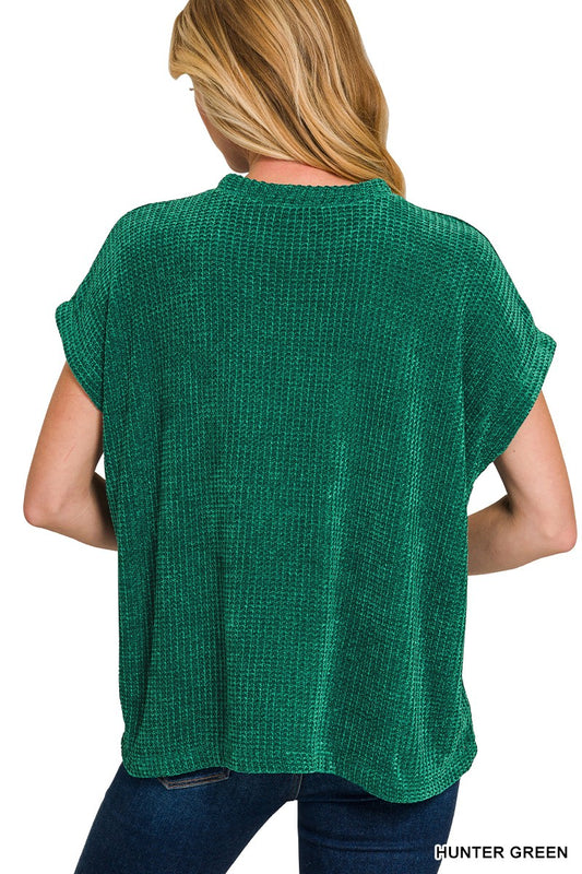 Hunter Green Chenille Waffle Top