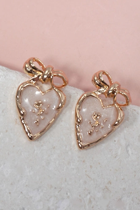 Heart Epoxy Bow Earrings