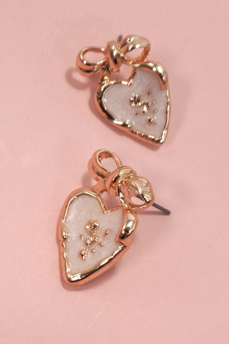 Heart Epoxy Bow Earrings