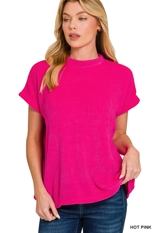 Pink Chenille Waffle Top