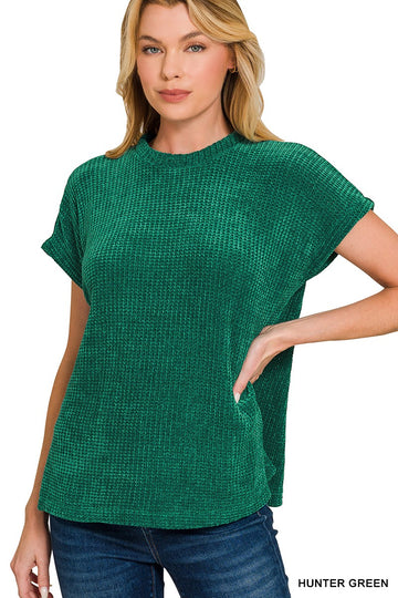 Hunter Green Chenille Waffle Top