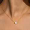 White Jade- Oval Charm Necklace