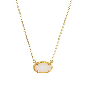 White Jade- Oval Charm Necklace
