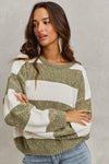 Olive Chenille Striped Knit Sweater