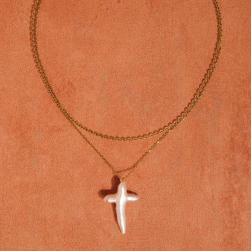 Pure Grace Pearl Cross Necklace
