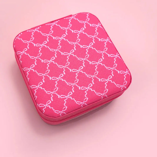 Fuchsia Bow- Travel Jewelry Box