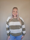 Olive Chenille Striped Knit Sweater