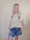 Tan Blossom Flutter Top