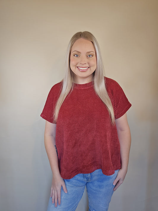 Burgundy Chenille Waffle Top