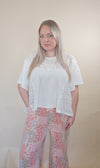 White Pearl Lace Blouse
