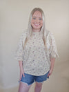 Tan Blossom Flutter Top