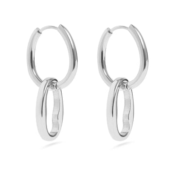 Silver Interlocked Oval Earrings