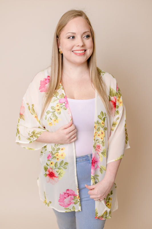 Stella Floral Kimono Side Slits
