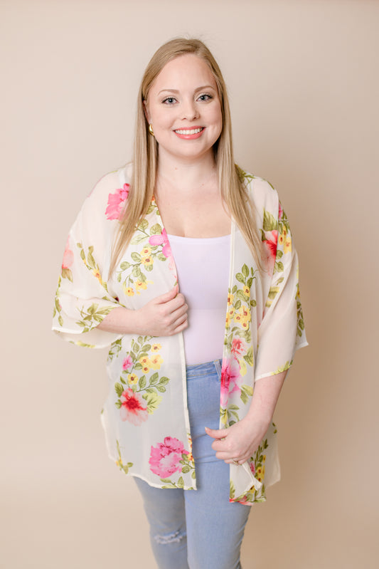 Stella Floral Kimono Side Slits