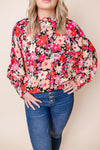 Skylar Floral Blouse Smocked Sleeves