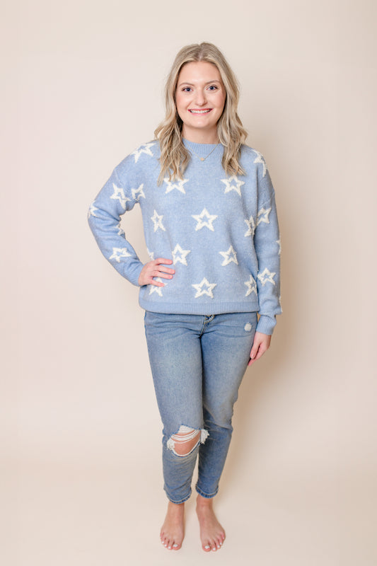 Star Lit Sweater- Sky Blue