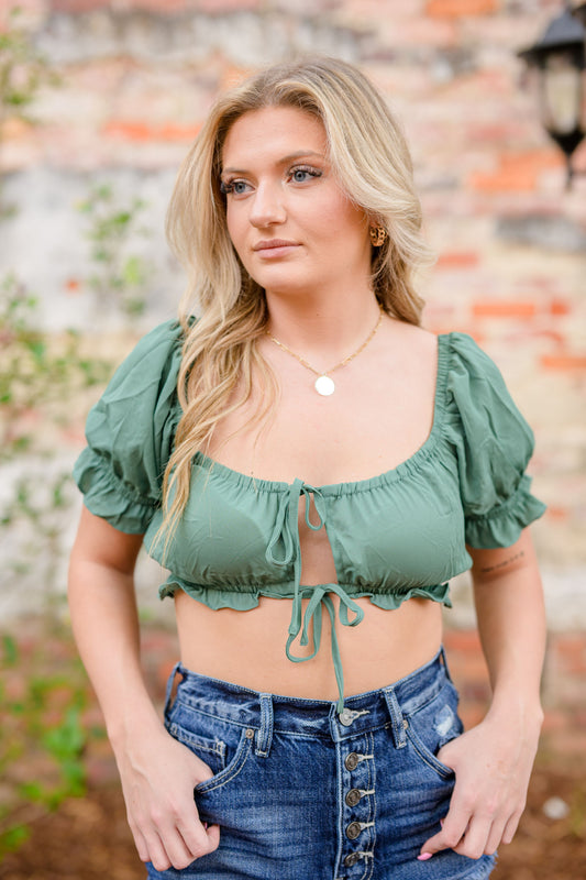 Sweetheart Cropped Ruffle Blouse