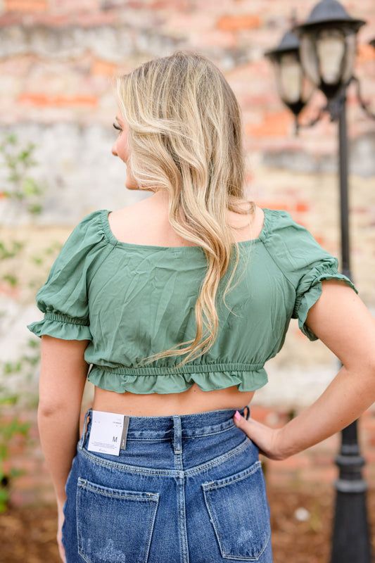 Sweetheart Cropped Ruffle Blouse